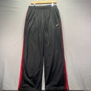 Nike Basketball Pants Mens XL Black Red Baggy Wide Leg Zipper Ankle Straight Y2K